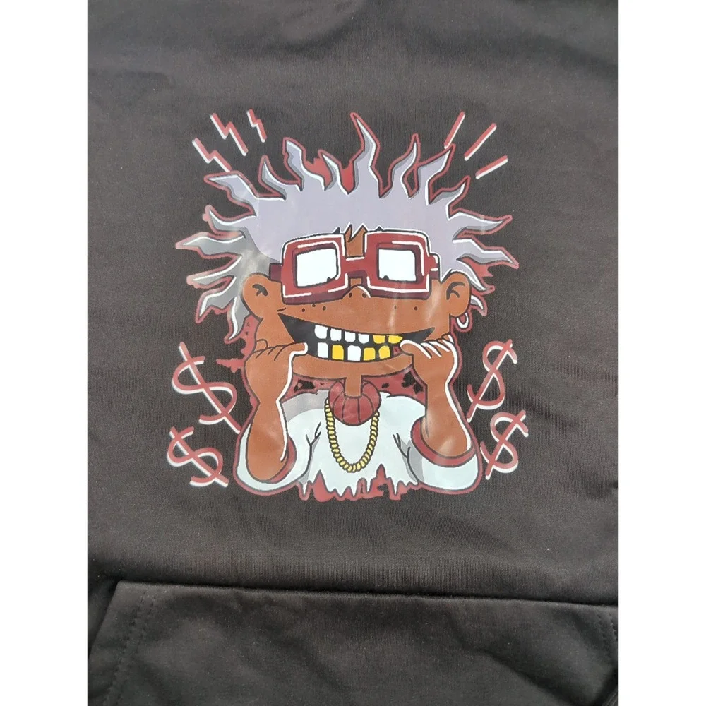 Chuckie Finster Rugrats W/ Gold Grillz Dollar Signs Hoodie Mens Large Polyester